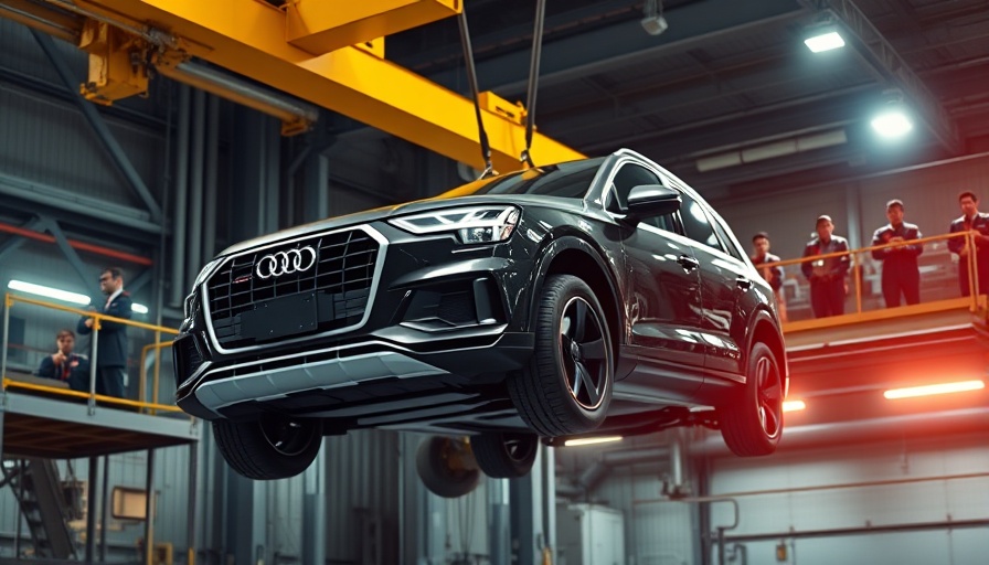 Audi SUV suspended in factory demonstration