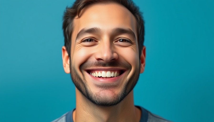 Portrait of a smiling man against a gradient blue background.