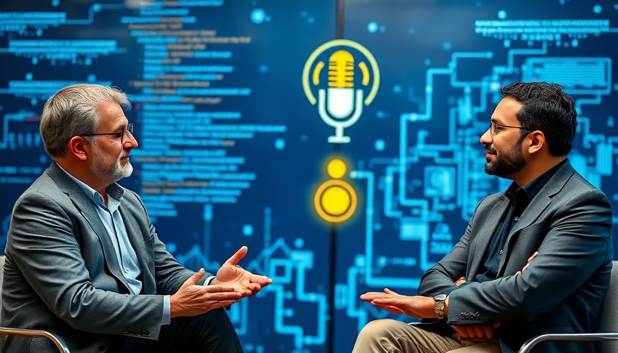 AI in application development podcast theme with two professionals.