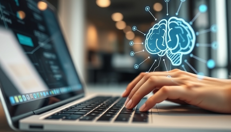 AI-powered data analytics on a laptop with digital overlay