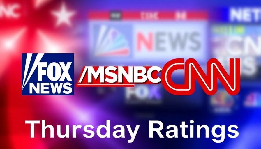 Fox News ratings dip alongside MSNBC and CNN logos with ratings text.