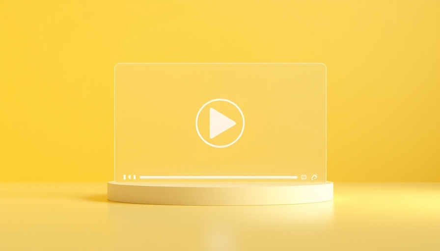 Minimalistic 3D video player interface on yellow.