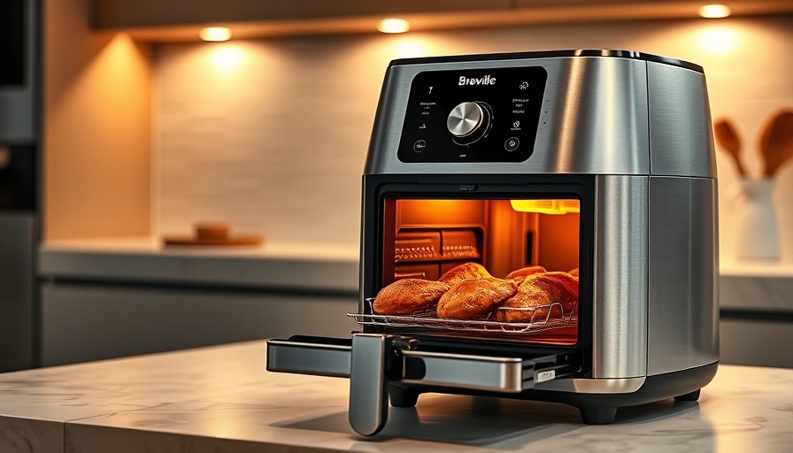 Breville Smart Oven Air Fryer Compact Review collage showing cooking and design details.