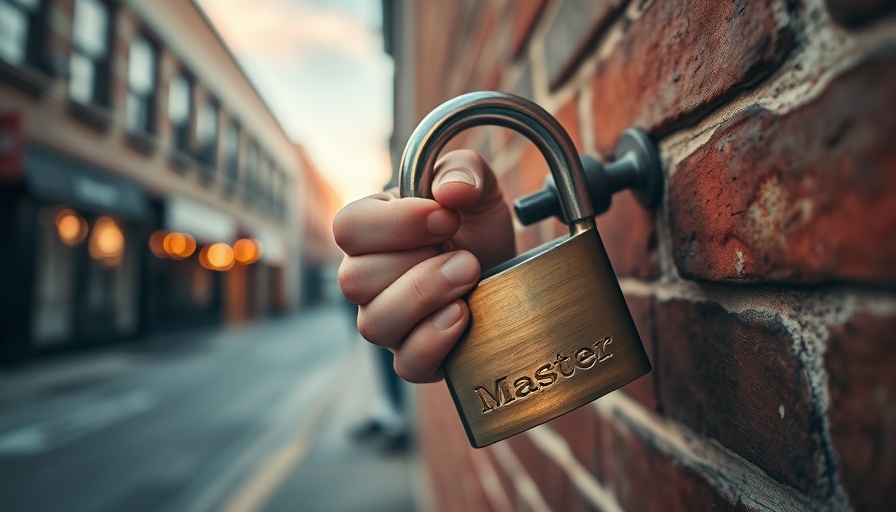 Master Lock Brand Transformation: Hand holding lock on brick wall at dusk.