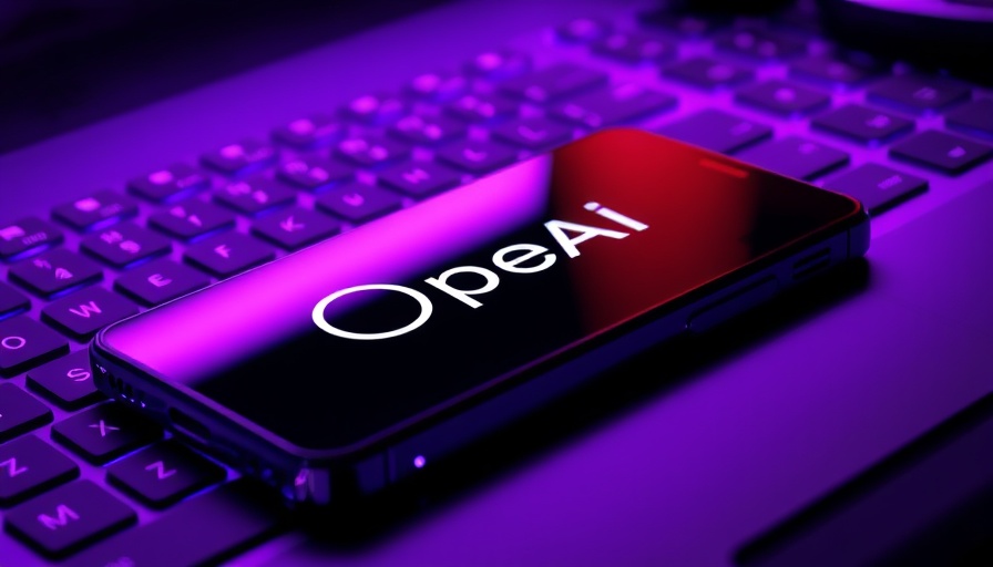 OpenAI logo displayed on a smartphone with purple lighting, GPT-4.1 model release.