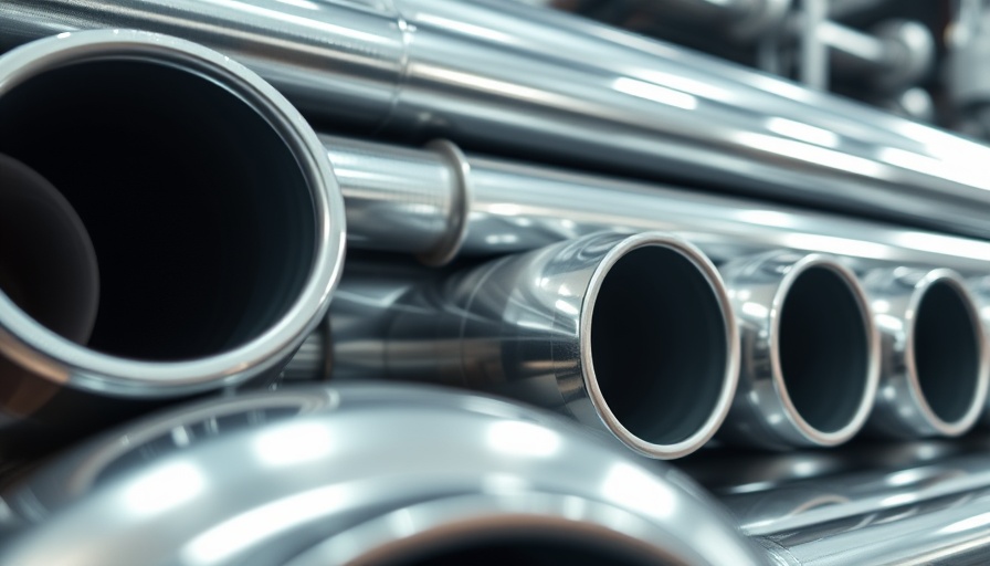 Stacked shiny metal pipes in industrial setting for digital twin procurement.