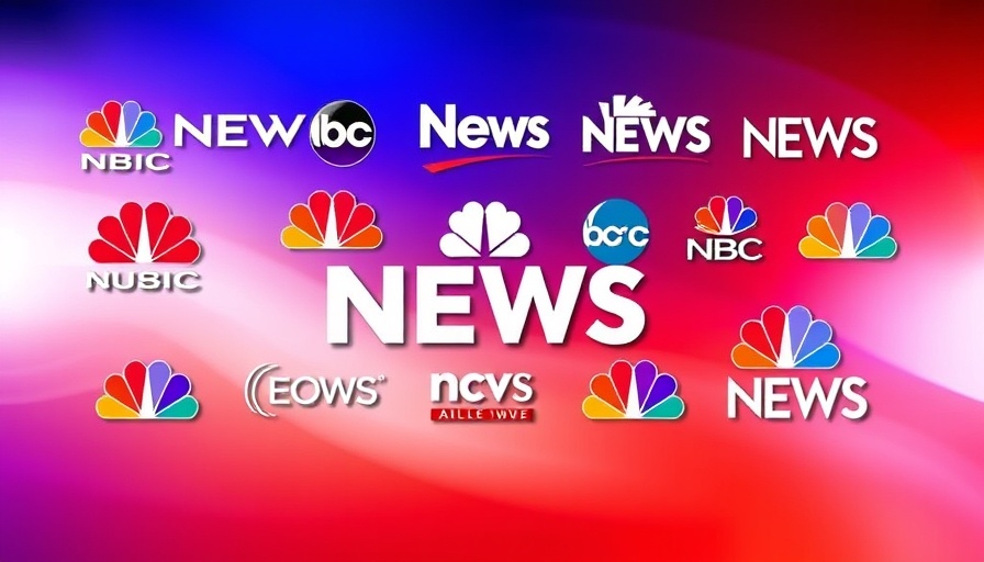 Cable news ratings announcement with network logos, vibrant background.