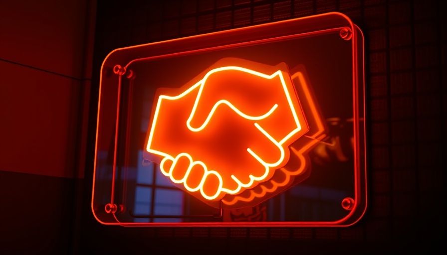 Glowing neon handshake sign symbolizing AI capable ISR platforms