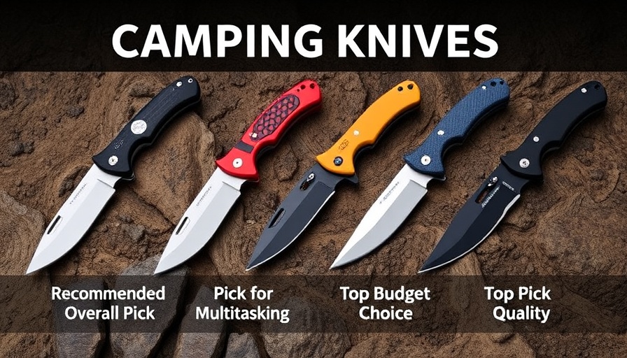 Display of top camping knives for RV camping, 2025 update.