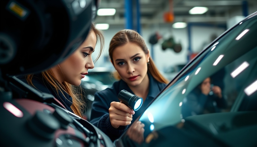 Smart Vehicle Appraisals: Woman examining car in workshop