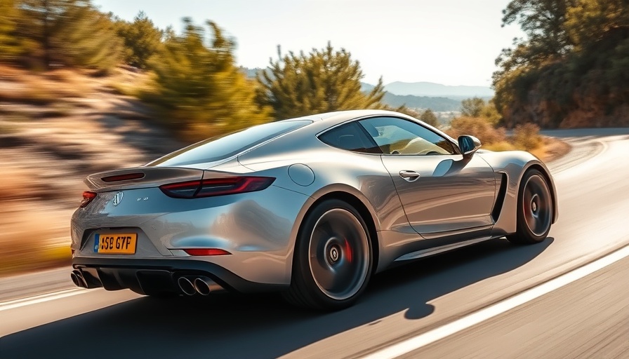 Sporty silver coupe driving on a scenic road, 2025 Alfa Romeo Tonale photos.