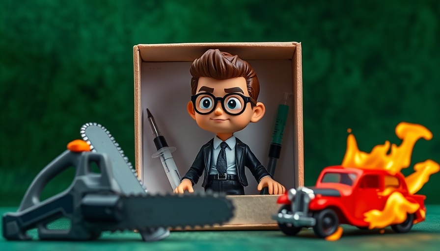 LinkedIn AI action figure with quirky accessories in packaging, representing sustainability.