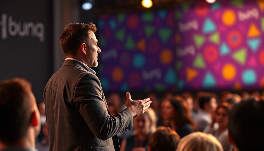 Confident speaker at Bunq event during US expansion.