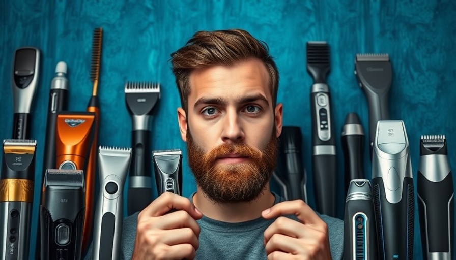 Diverse modern beard trimmers with focused man selecting, Best Beard Trimmers 2025.