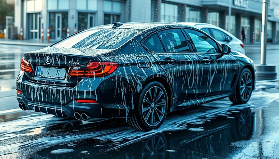 Auto tariffs impact on U.S. car market: sleek black sedan in car wash