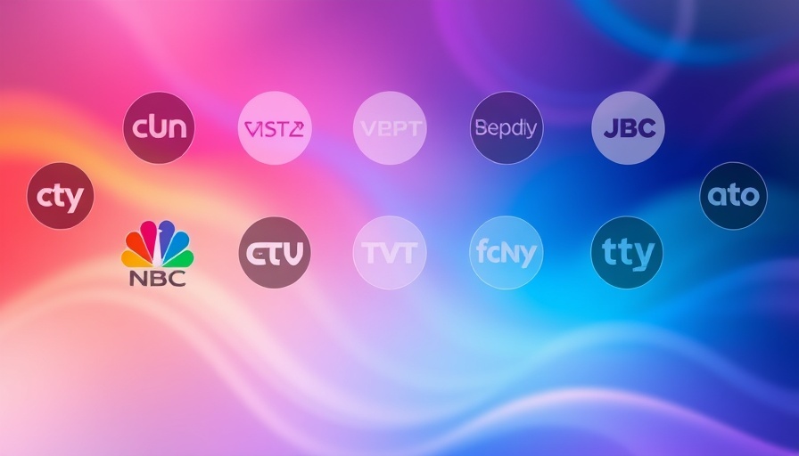 Colorful TV network logos depict cable news ratings.