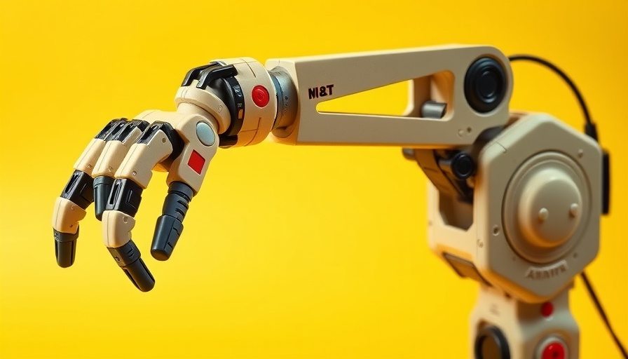 Armatron robotic arm with controls on a yellow background.