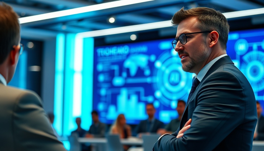 Professional businessman presenting at AI conference for agentic AI enterprise automation