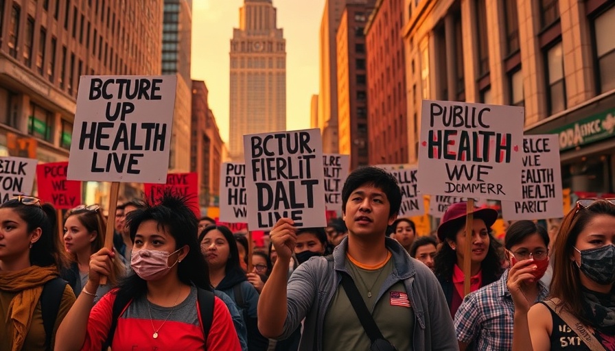 Protesters hold signs during a demonstration advocating democracy and health; Americans surveilled during protests.