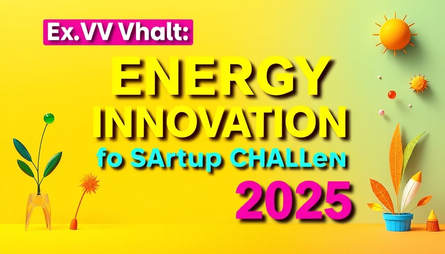 Poster for Energy Innovation for AI Startup Challenge 2025 with bold colors and typography.