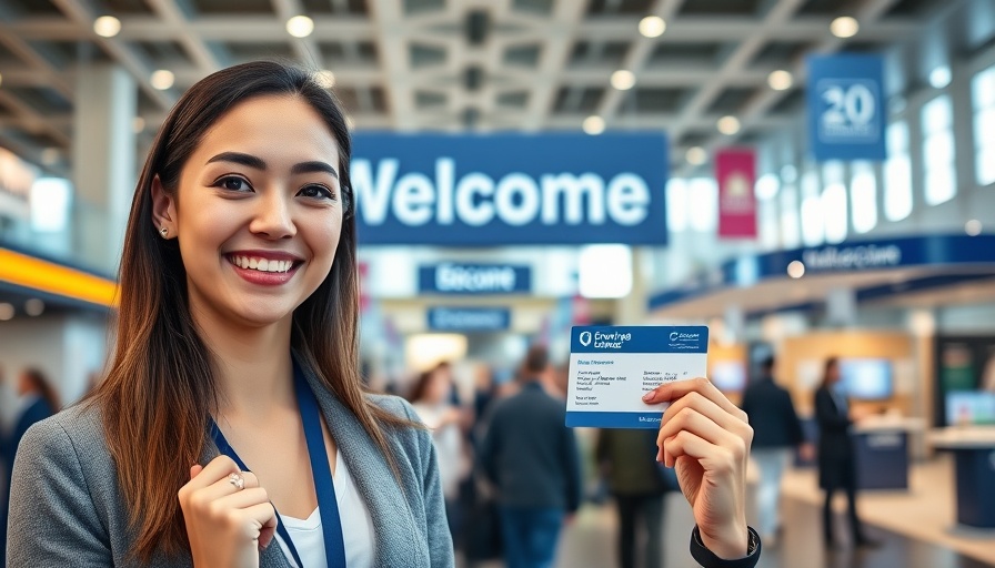 Smiling woman with badge at semiconductor manufacturing event.
