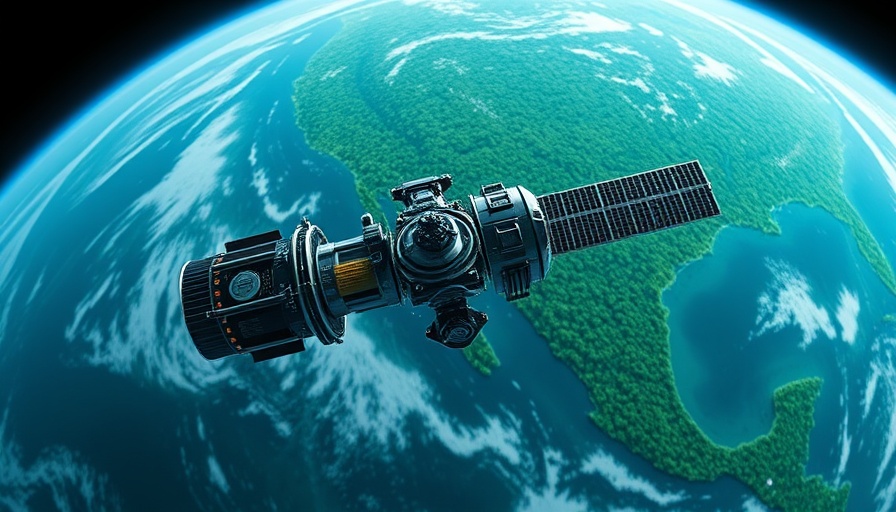 Biomass mission satellite analyzing carbon capture over Earth.