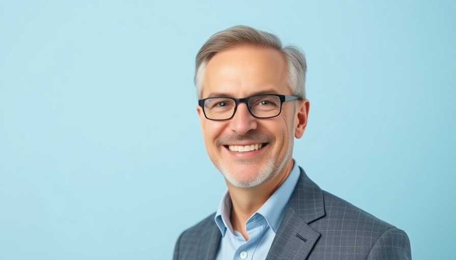 Professional man smiling against a blue gradient background, Bosch Mobility AI and Lean Principles.