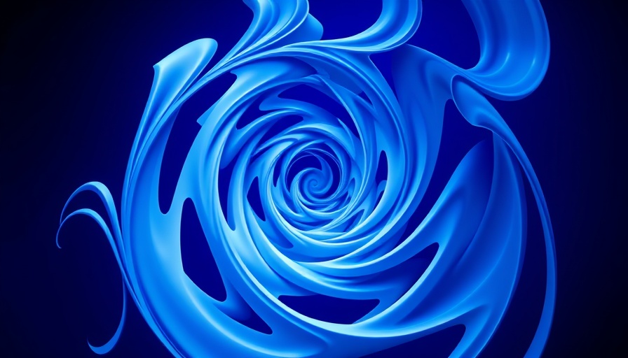 Abstract blue swirl design symbolizing impact of tariffs on global trade.
