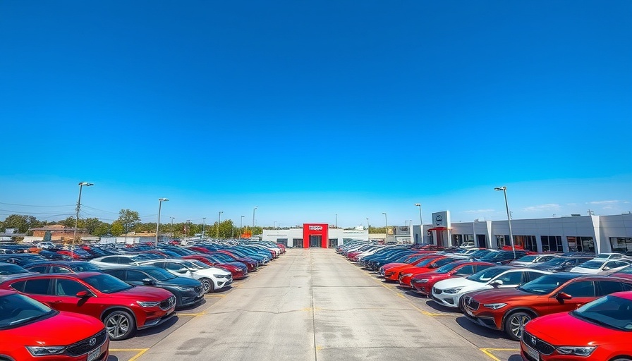 Wide view of a car lot with various vehicles illustrating used car prices rise.