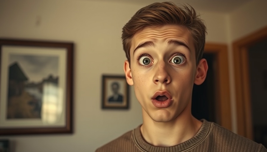 Surprised young man intrigued by Skittles Pop’d marketing, image captures wide-eyed expression.