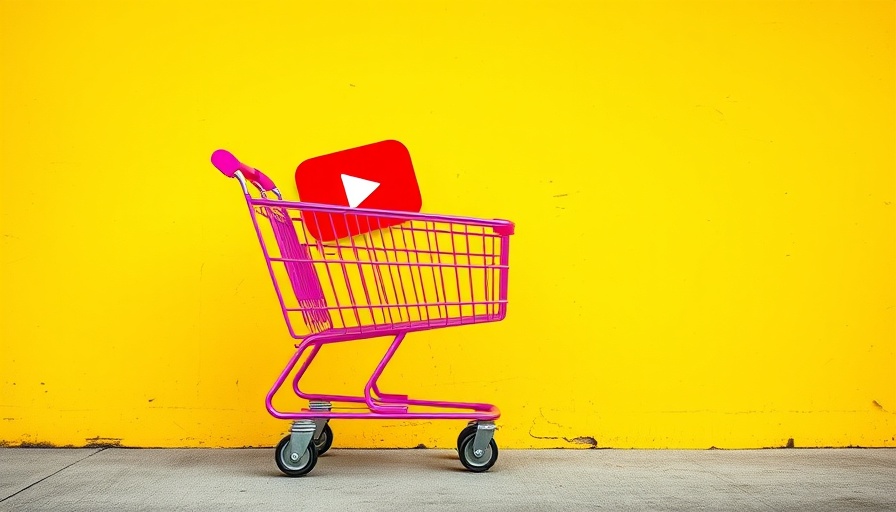 Pink shopping cart with a red social media icon representing social commerce trends 2025.