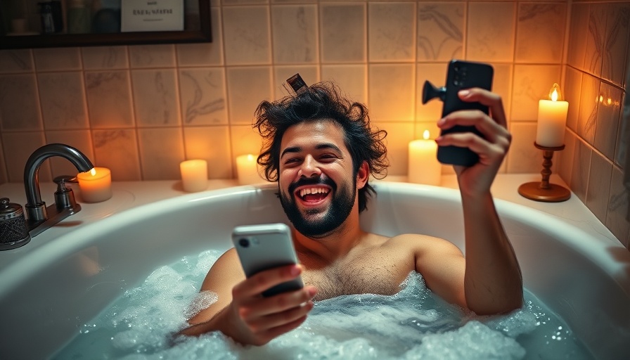 Humorous man taking bath in PayPal ad.