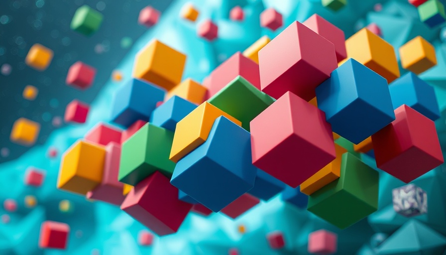 Colorful 3D geometric cubes symbolize no-code app development with Siri.