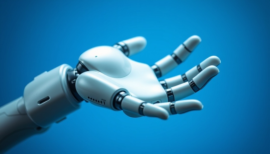Futuristic robotic hand reaching out, AI Tool Suite for Contractors.