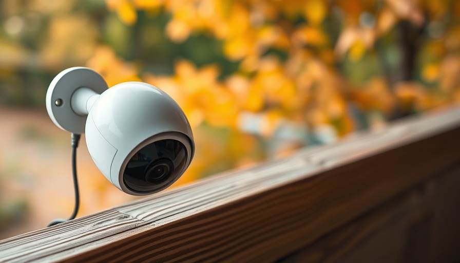 AI outdoor security camera without subscription on wooden ledge.