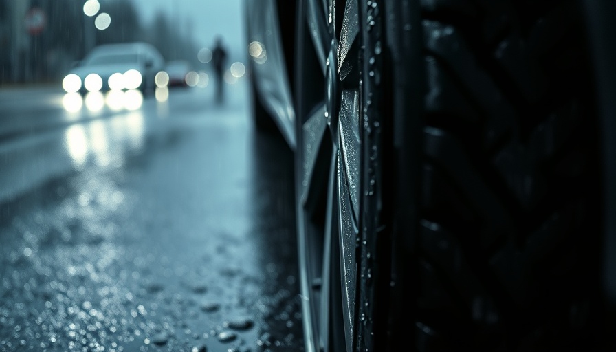 Wet car tire and headlight in the rain, symbolizing used car supply shortage.
