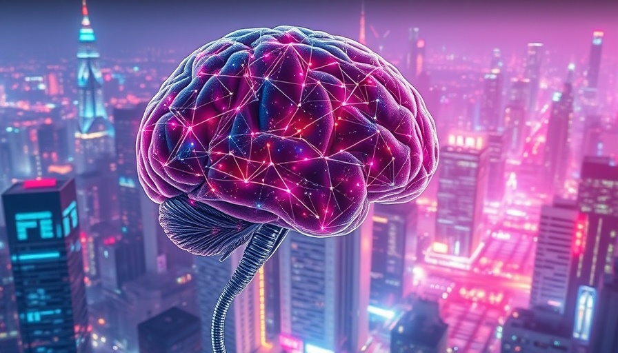 AI integration visual with abstract brain and cityscape.