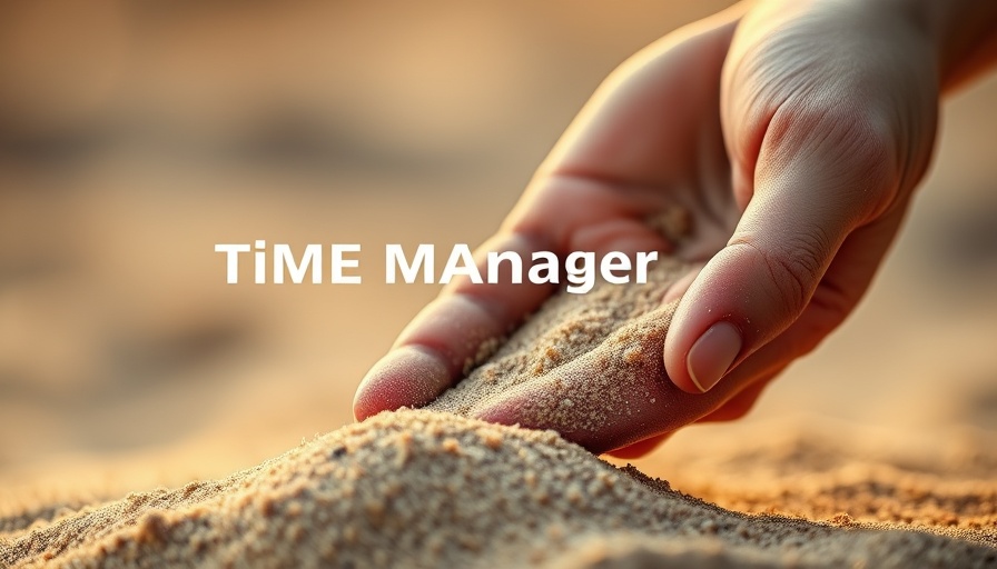 Symbolic hand with sand flowing through fingers, highlighting time-saving techniques for coaching managers.