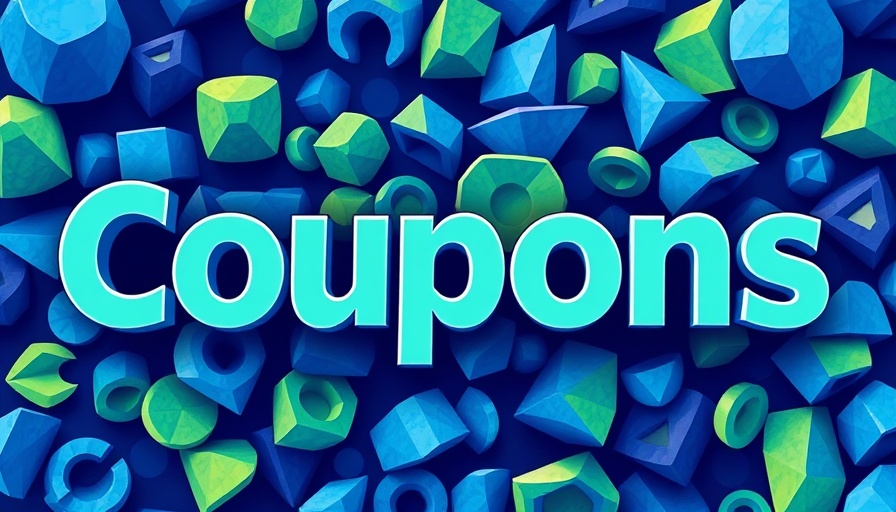 Vibrant geometric artwork with 'Coupons' text, Vimeo promo codes theme.