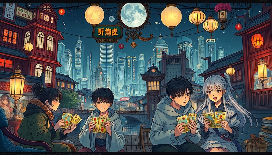 Generative AI in South Korea webcomics panel with tarot and city scenes.