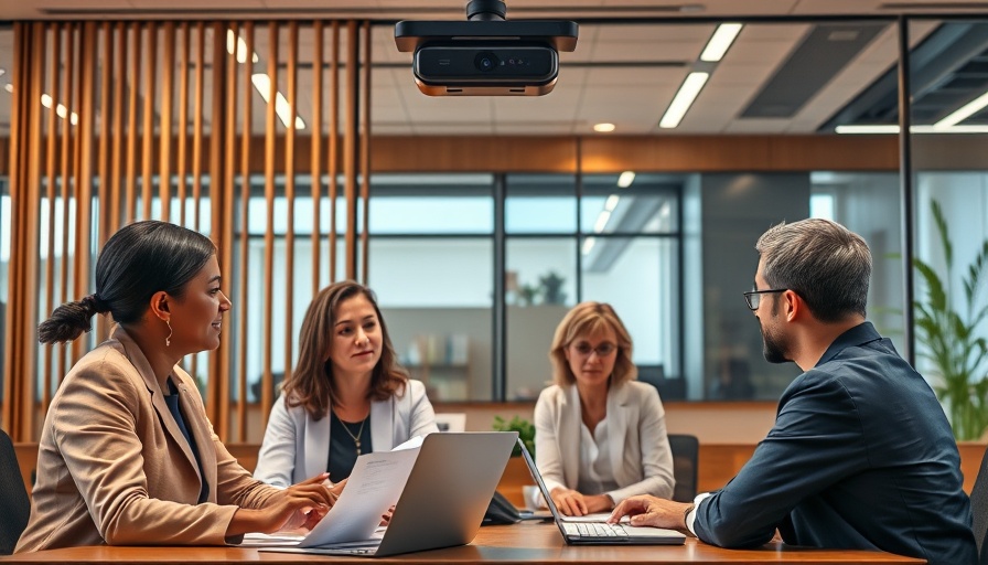 Professionals in virtual meeting discussing AI website builders