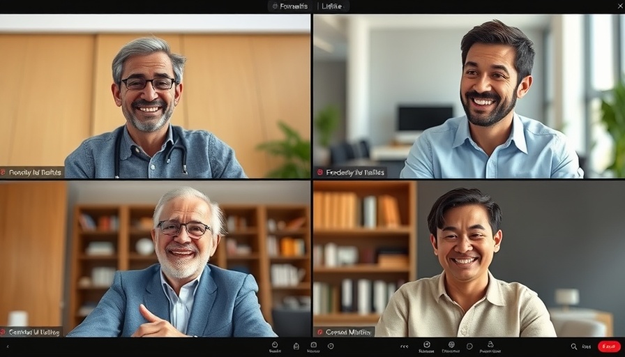 Virtual meeting of four individuals discussing AI Website Builders.