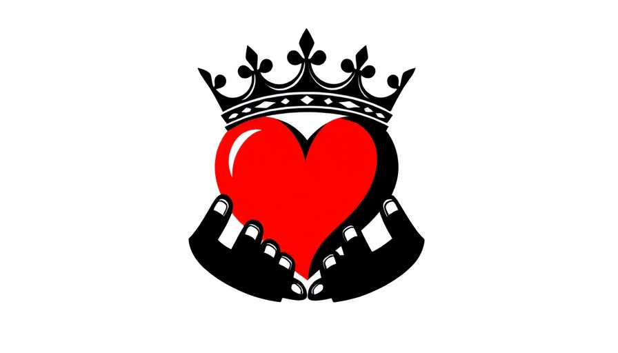 Illustration of crowned heart with hands, AI Tools for SEO concept