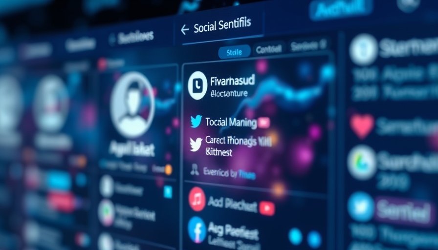 Abstract digital interface showcasing social media profiles, AI Website Builders concept.