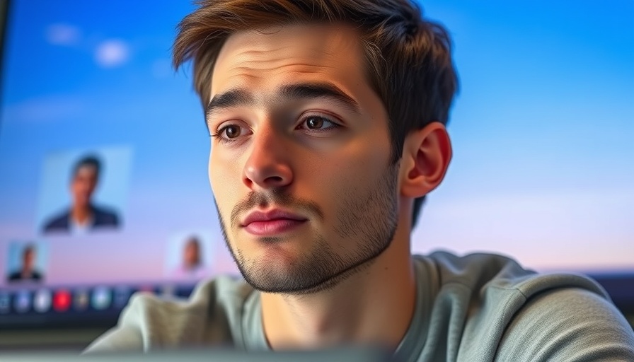 Young man attending digital meeting for F&I compliance.