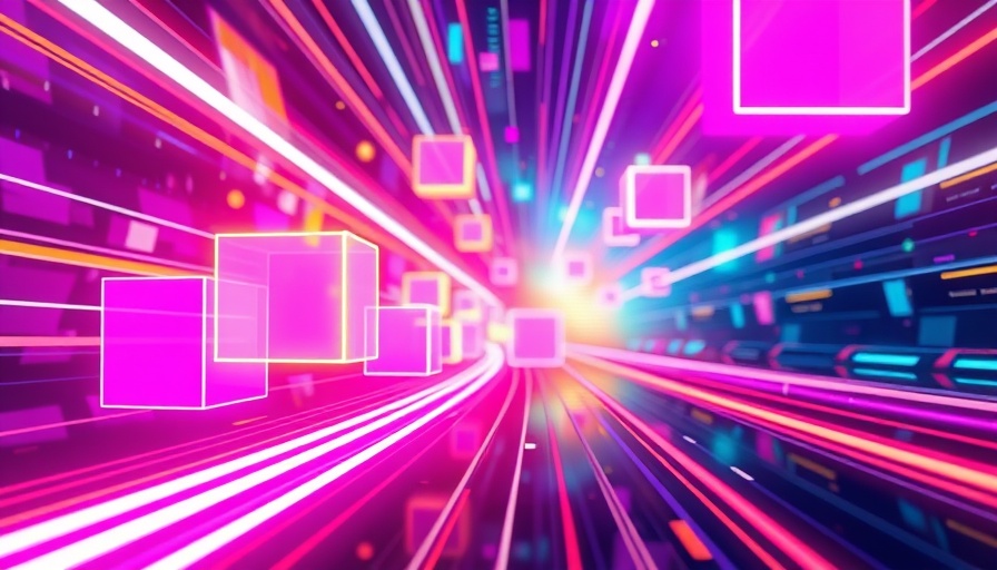 Futuristic digital illustration of AI processing with vibrant neon cubes.