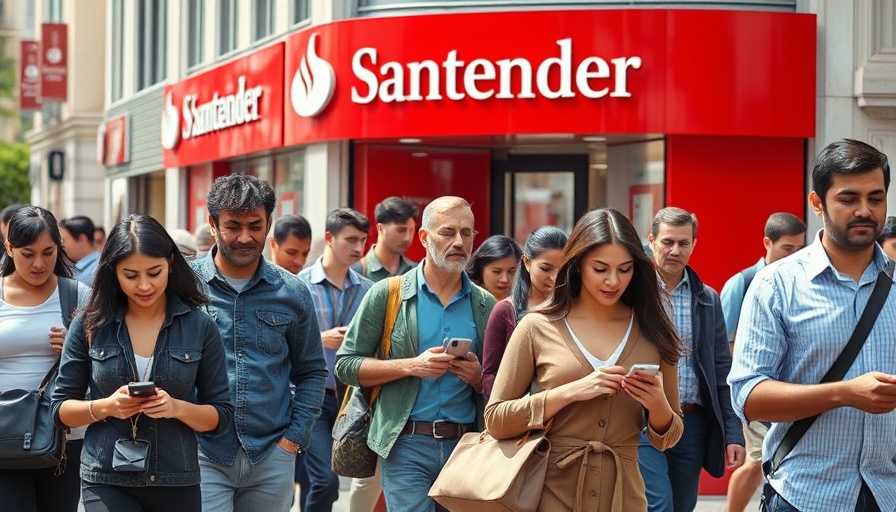 Pedestrians outside Santander bank discussing Santander Motor Finance Split.