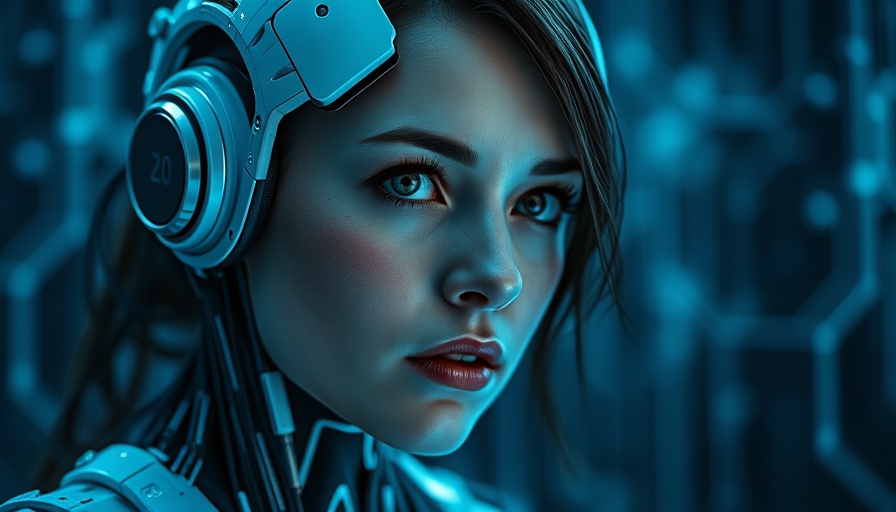 Futuristic cyborg woman illustrating deepfake fraud concept.