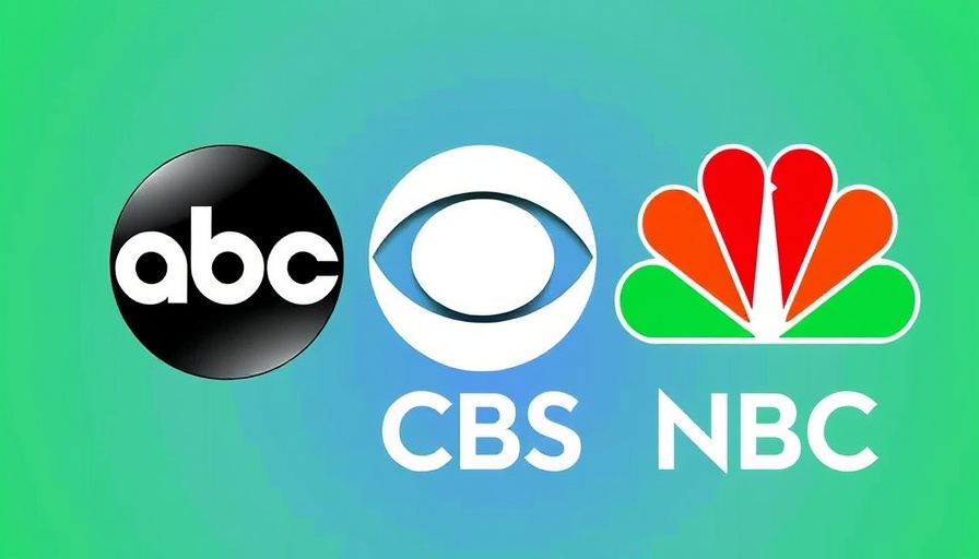 Evening News Ratings comparison with logos of ABC, CBS, NBC.