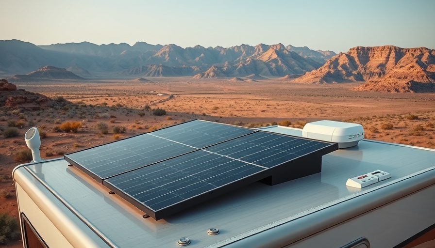 EcoFlow Delta Pro Solar Generator on RV roof in desert landscape.